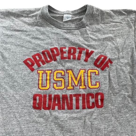 Vintage USMC Property of Quantico Single Stitched Tee L - Picture 2 of 4